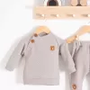 Jakarlı Omuzdan Düğmeli 2li Erkek Bebek Takımı