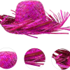 Tropikal Parti Pembe Fuşya Hasır Hawaii Şapkası 13x36 Cm