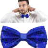 Gece Işıltısı Mavi Payetli Pullu Papyon 7x2 Cm