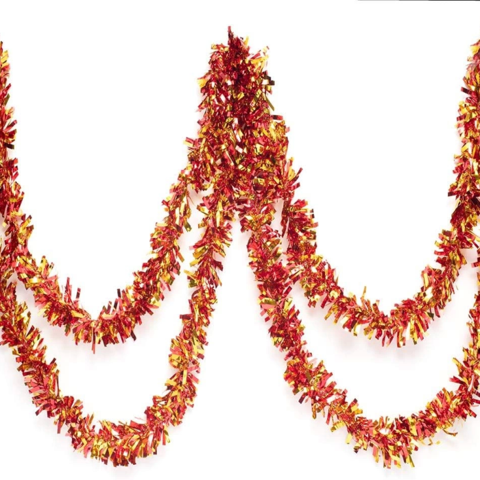 Kırmızı Altın Renk 4 Cm Genişlik Garland Çift Renk Sim Süs 180 Cm