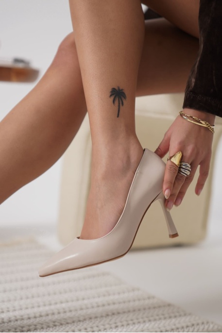 Zelena Kadın Mat Bej Stiletto