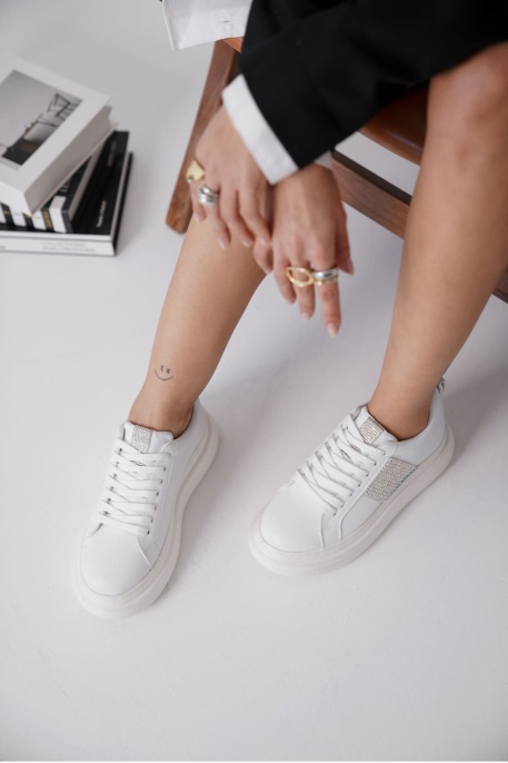 Belinda Beyaz Taşlı Kadın Sneaker