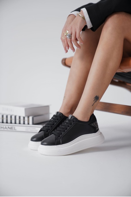 Grace Arkası Taşlı Siyah Kadın Sneaker