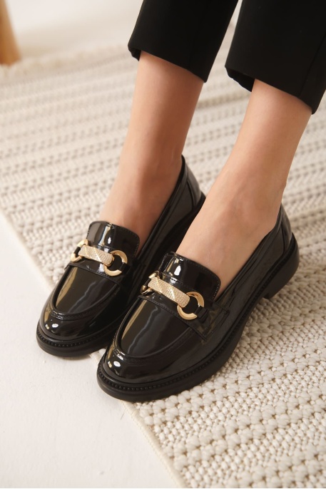 Lance Kadın Siyah Rugan Loafer