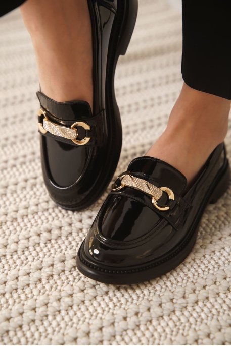 Lance Kadın Siyah Rugan Loafer