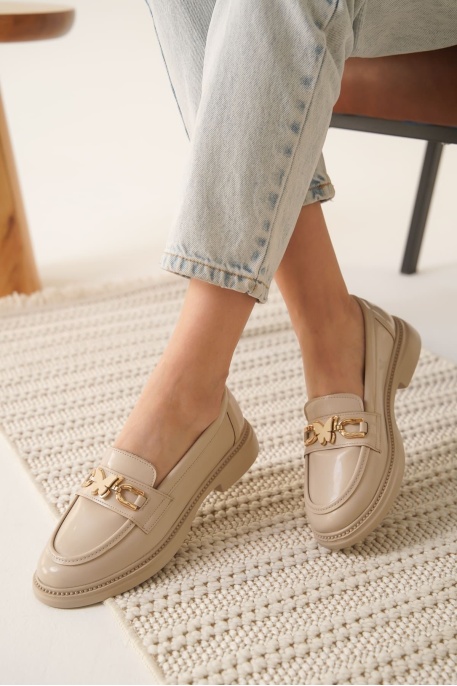 Selly Kadın Bej Rugan Loafer