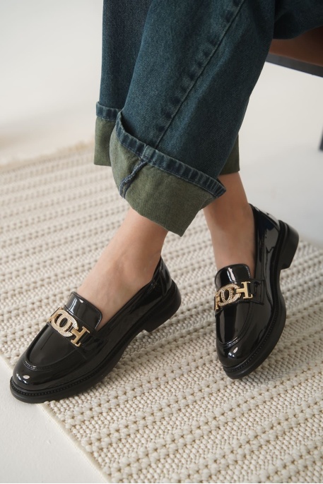 Viola Kadın Siyah Rugan Loafer