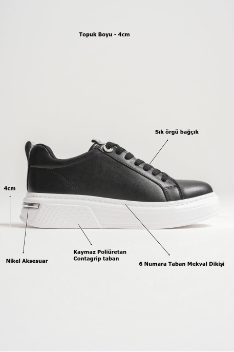 Liza Kadın Şık Günlük Siyah Sneaker