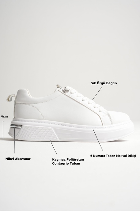 Liza Kadın Şık Günlük Beyaz Sneaker