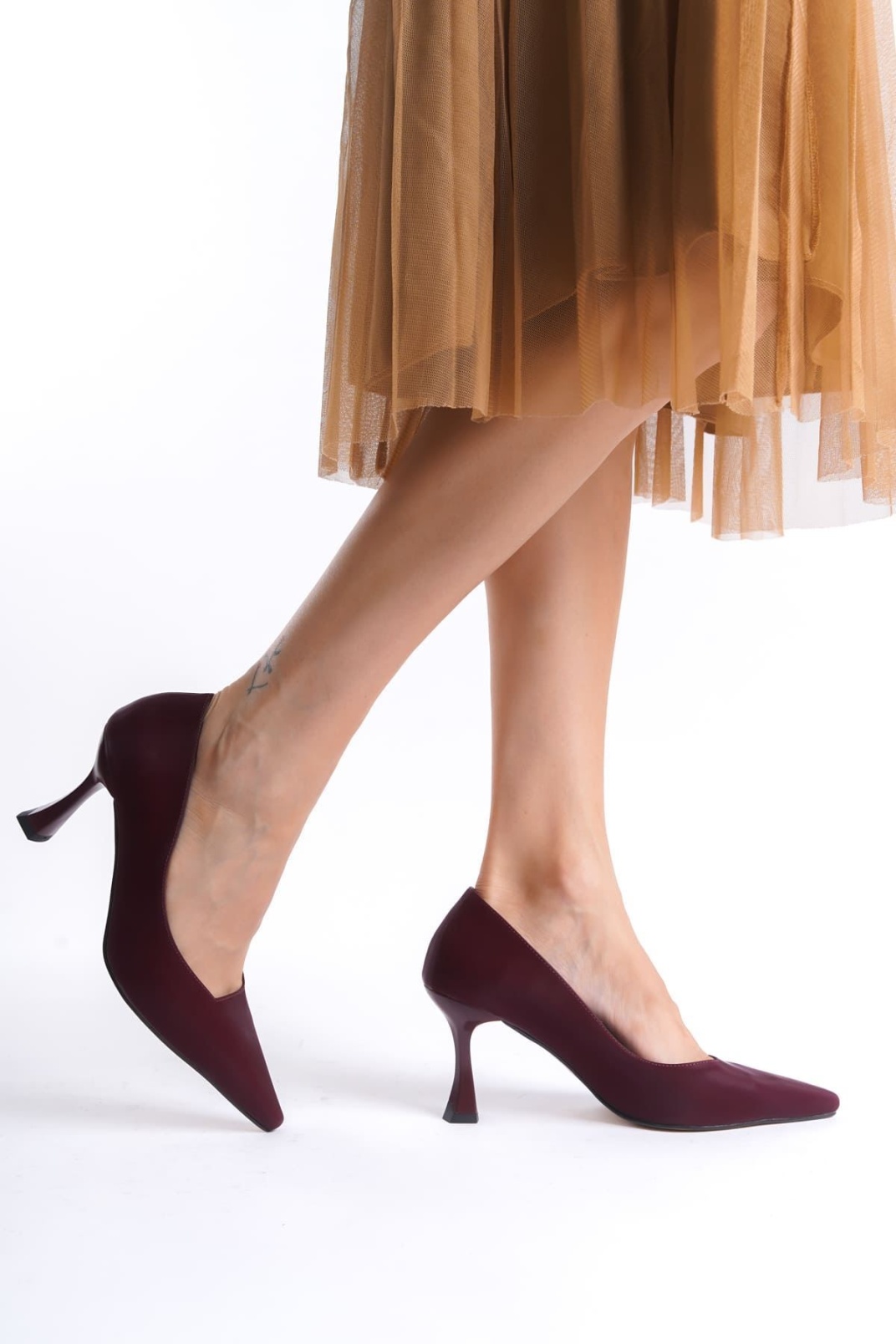 Cordelia Kadın Bordo Saten Stiletto