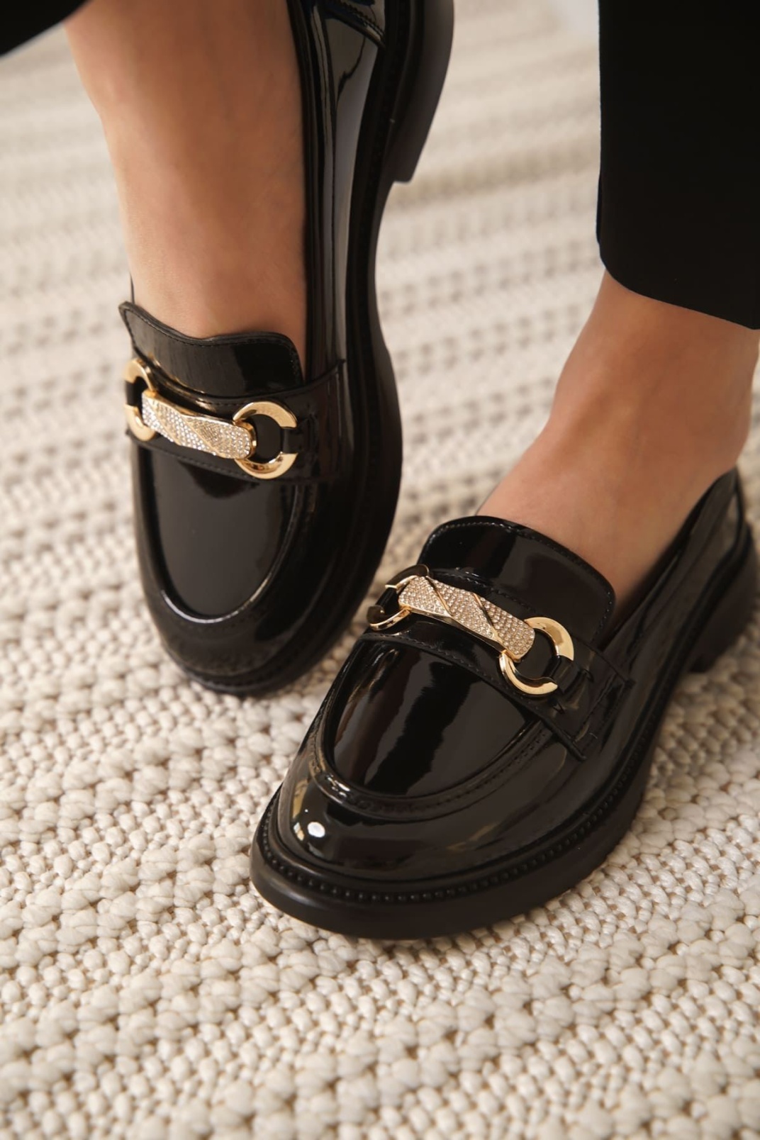 Lance Kadın Siyah Rugan Loafer