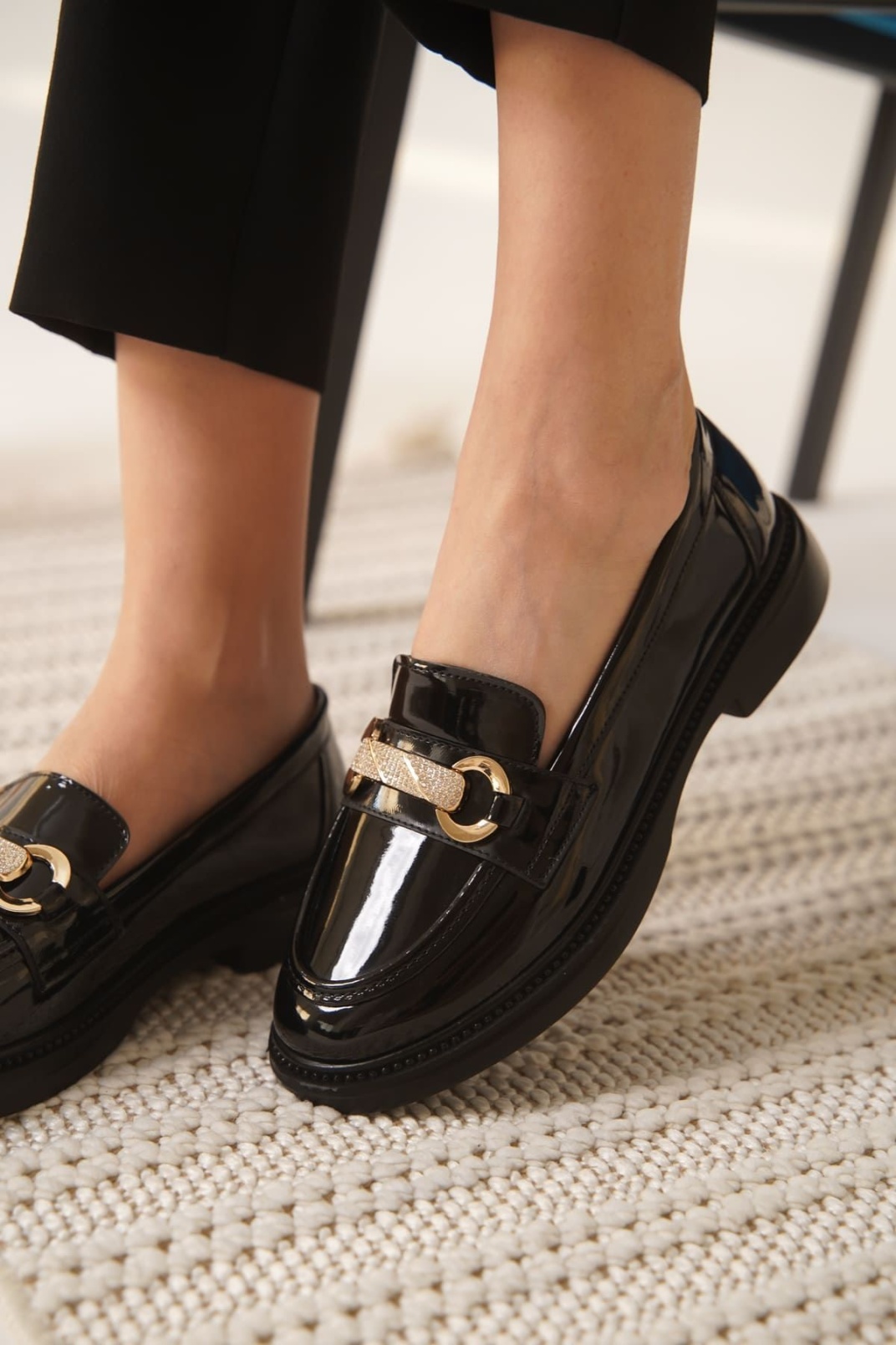 Lance Kadın Siyah Rugan Loafer