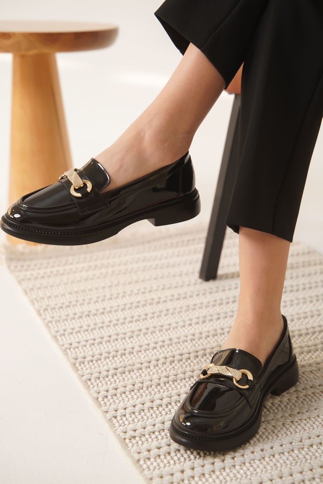 Lance Kadın Siyah Rugan Loafer