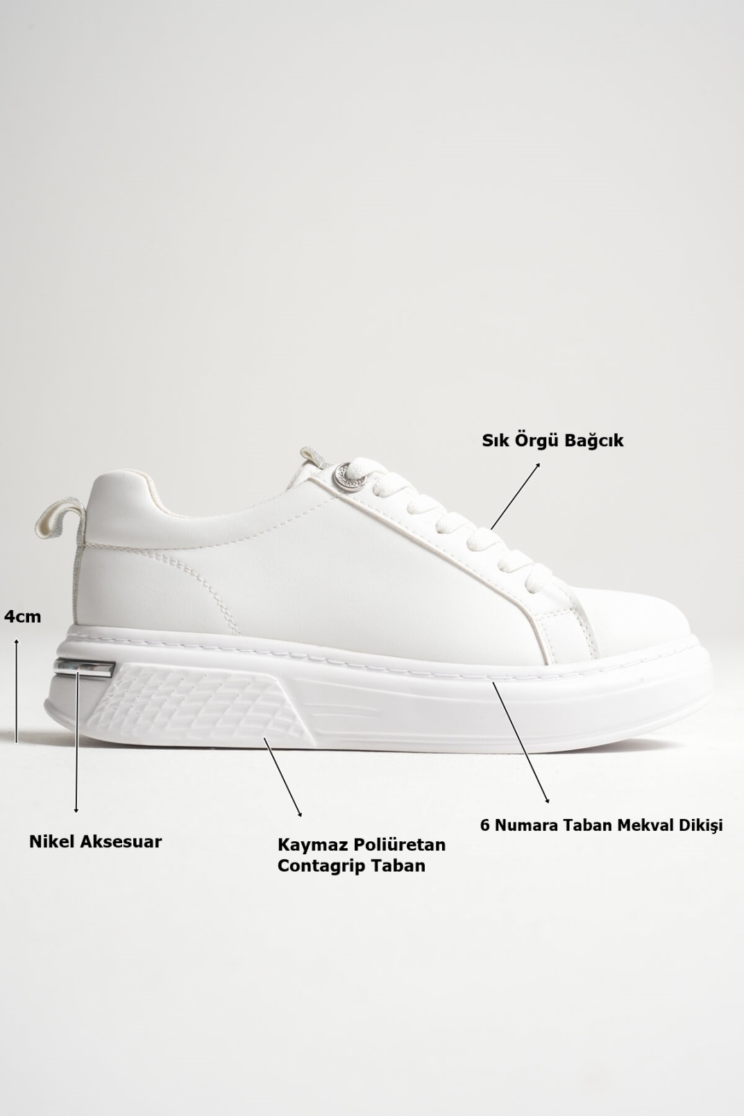 Liza Kadın Şık Günlük Beyaz Sneaker