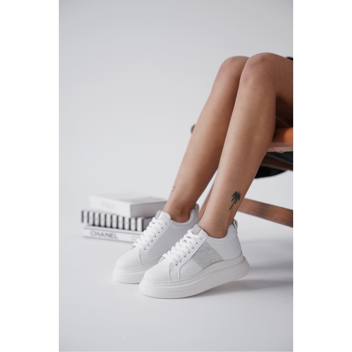 Belinda Beyaz Taşlı Kadın Sneaker