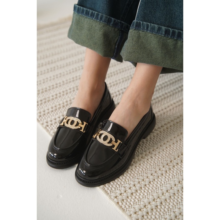 Viola Kadın Siyah Rugan Loafer