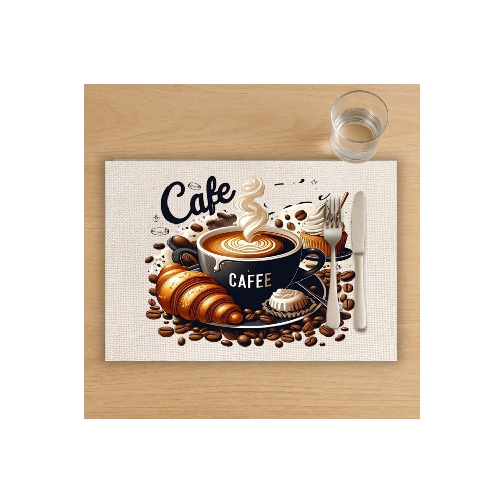 Cafe Love Tasarımlı Amerikan Servis, Tabak Altlığı & Şık Masa Dekoru, Ev Hediyesi, 2 Adet