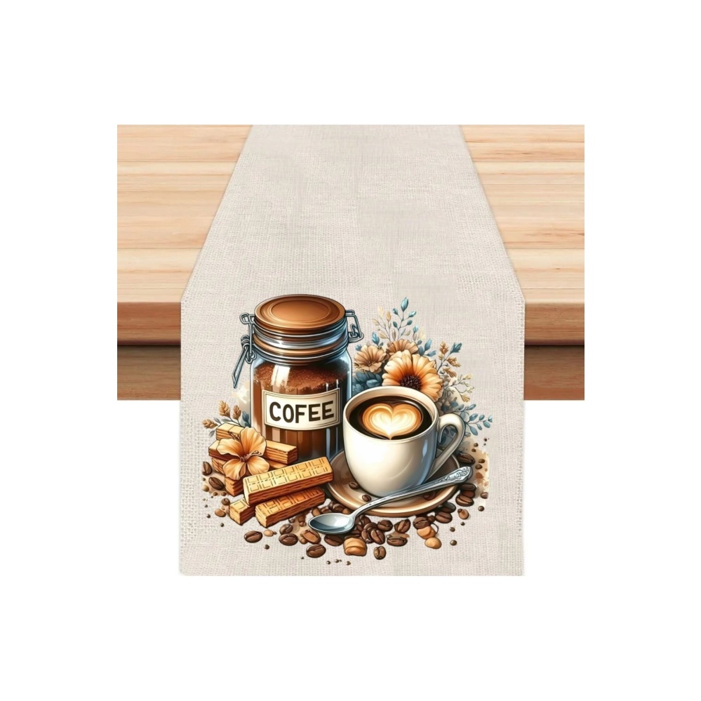 Love Coffee Runner, Runer, Masa Örtüsü, Sofranıza Zarafet Katın Runner, Masa Örtüsü