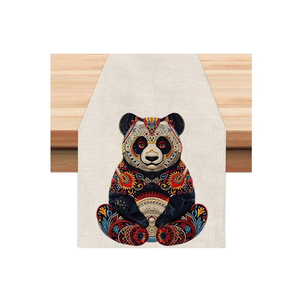 Renkli Panda Runner, Runer, Masa Örtüsü, Sofranıza Zarafet Katın Runner, Masa Örtüsü