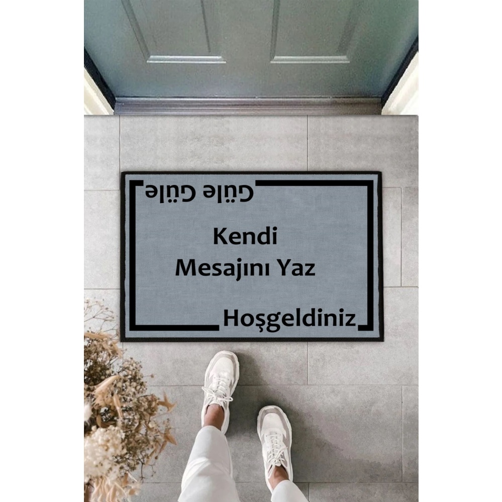 Kendi Mesajını Yaz Tasarlanabilir Kişiye Özel Tasarım Kapi Paspas 60x40cm Kapi Onu Paspasi