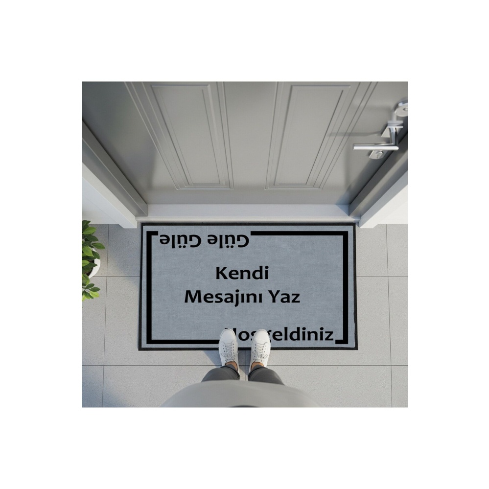 Kendi Mesajını Yaz Tasarlanabilir Kişiye Özel Tasarım Kapi Paspas 60x40cm Kapi Onu Paspasi