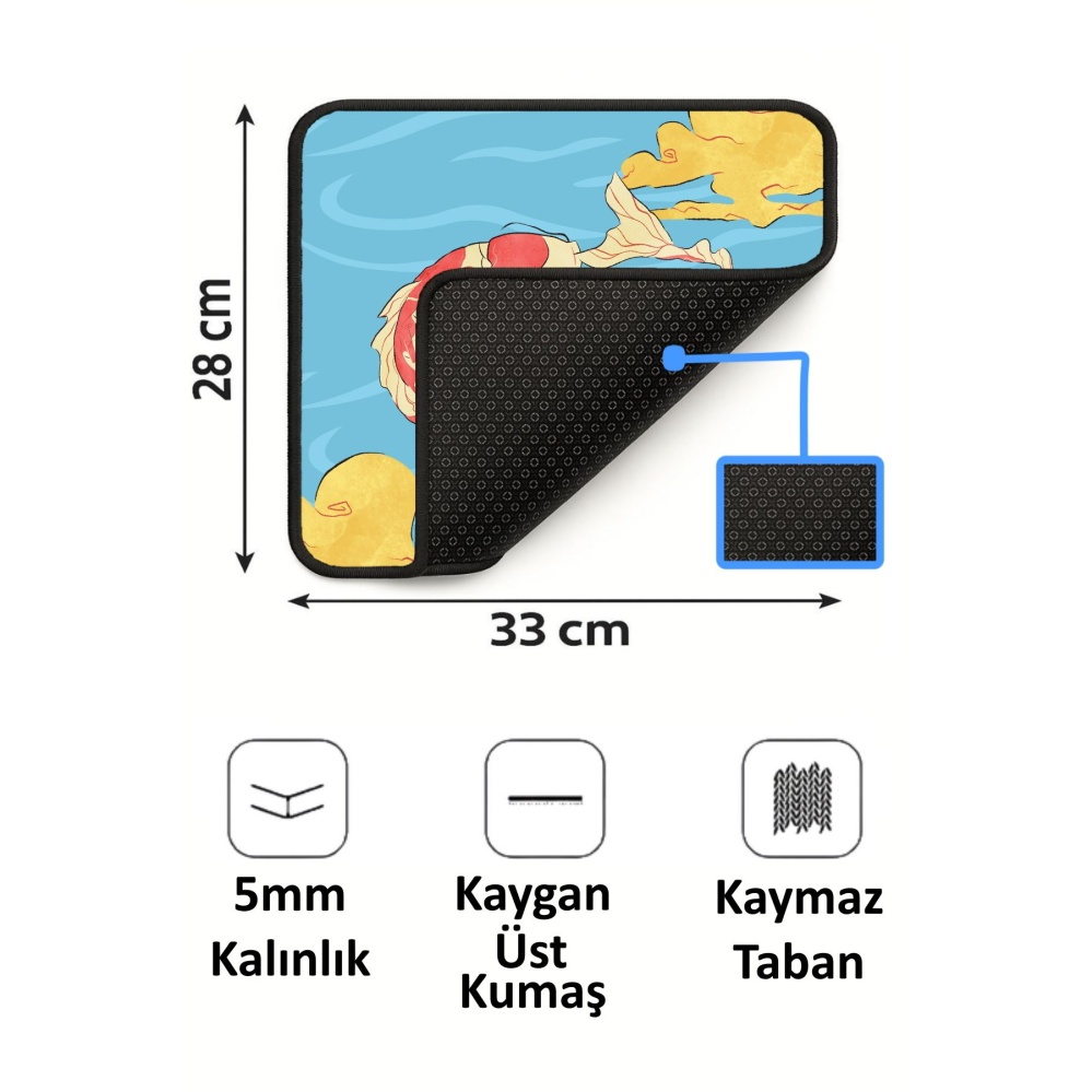 Ying Yang Balık Tasarımlı 33x28 Cm Mousepad Kaymaz Taban Rahat Konforlu Mouse Pad