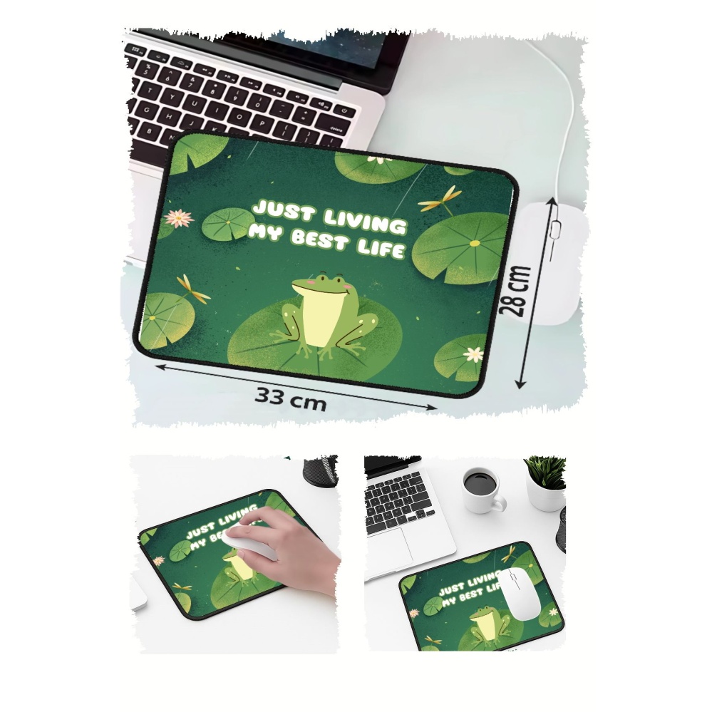 Best Life Kurbağa Tasarımlı 33x28 Cm Mousepad Kaymaz Taban Rahat Konforlu Mouse Pad