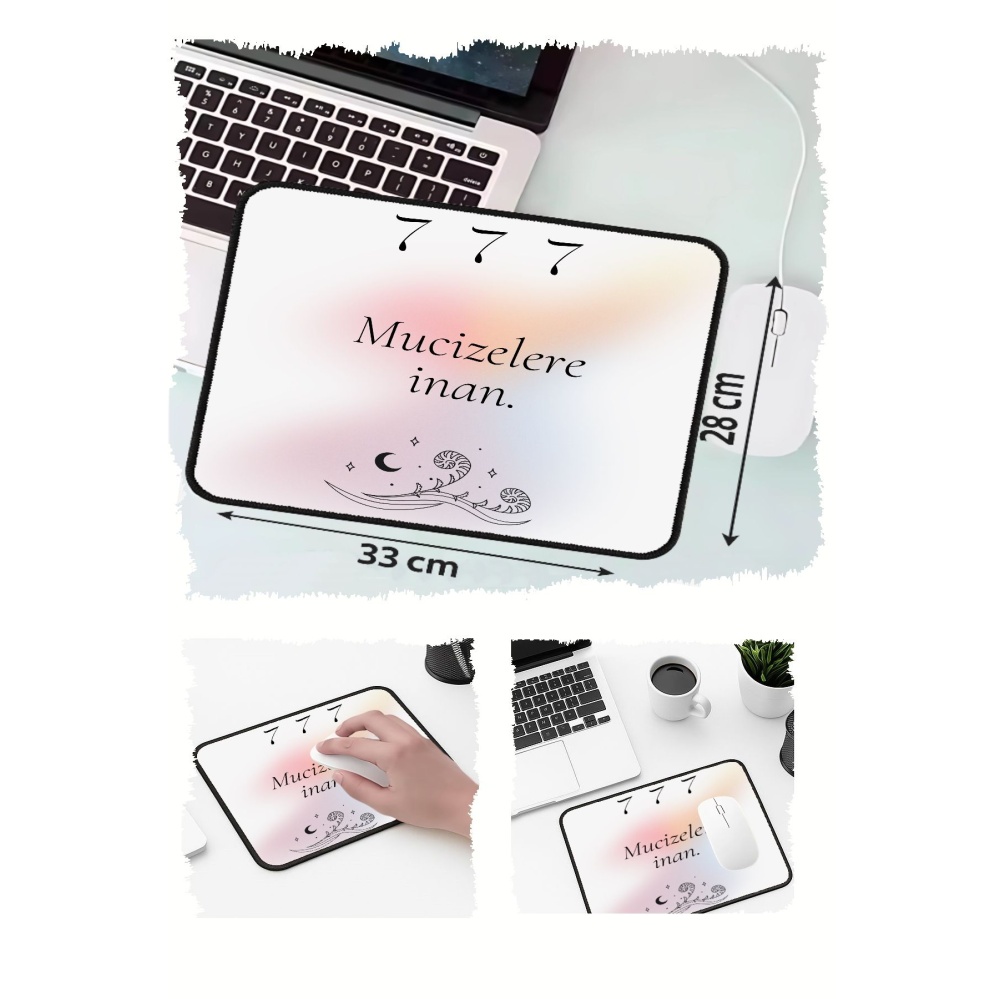 777 Şanş Sayı Tasarımlı 33x28 Cm Mousepad Kaymaz Taban Rahat Konforlu Mouse Pad