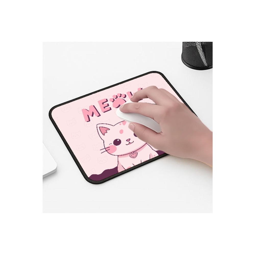 Meow Tatlış Kedi Tasarımlı 33x28 Cm Mousepad Kaymaz Taban Rahat Konforlu Mouse Pad