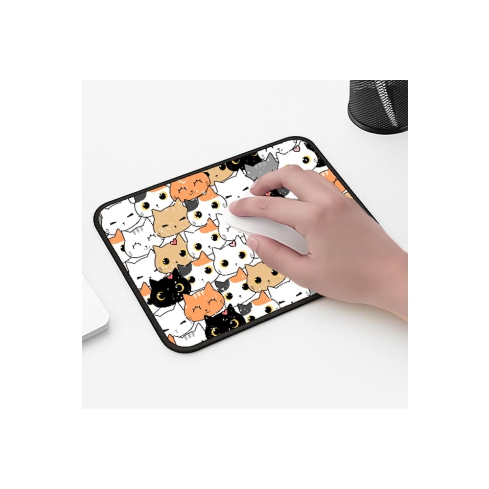 Ponçik Kediler Tasarımlı 33x28 Cm Mousepad Kaymaz Taban Rahat Konforlu Mouse Pad