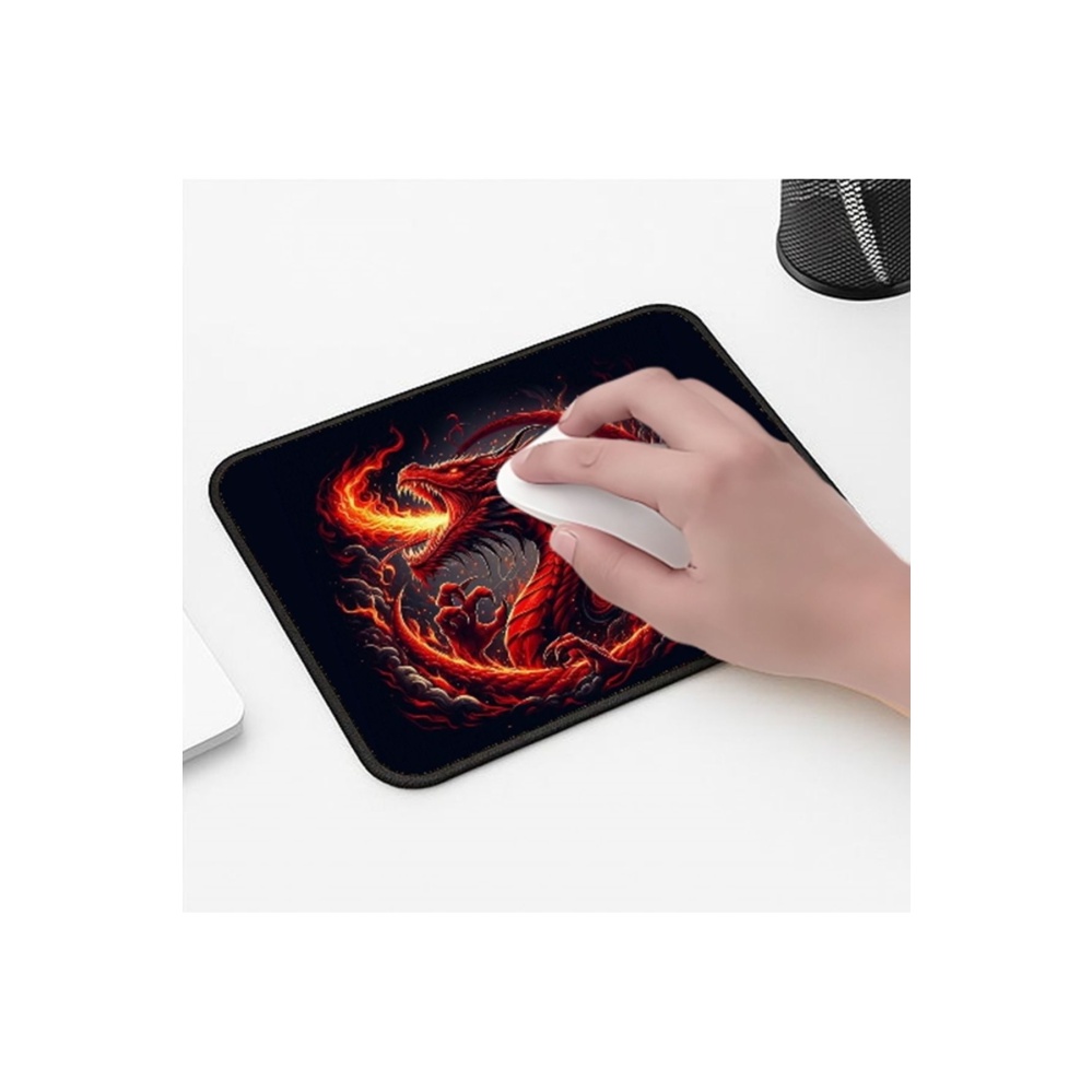 Alev Ejderha Black Tasarımlı 33x28 Cm Mousepad Kaymaz Taban Rahat Konforlu Mouse Pad
