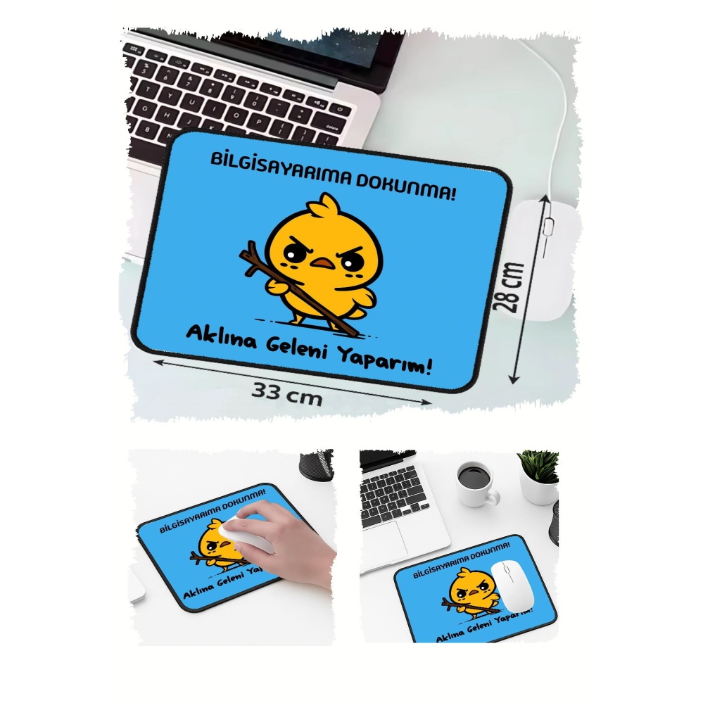 Sinirli Civciv Tasarımlı 33x28 Cm Mousepad Kaymaz Taban Rahat Konforlu Mouse Pad