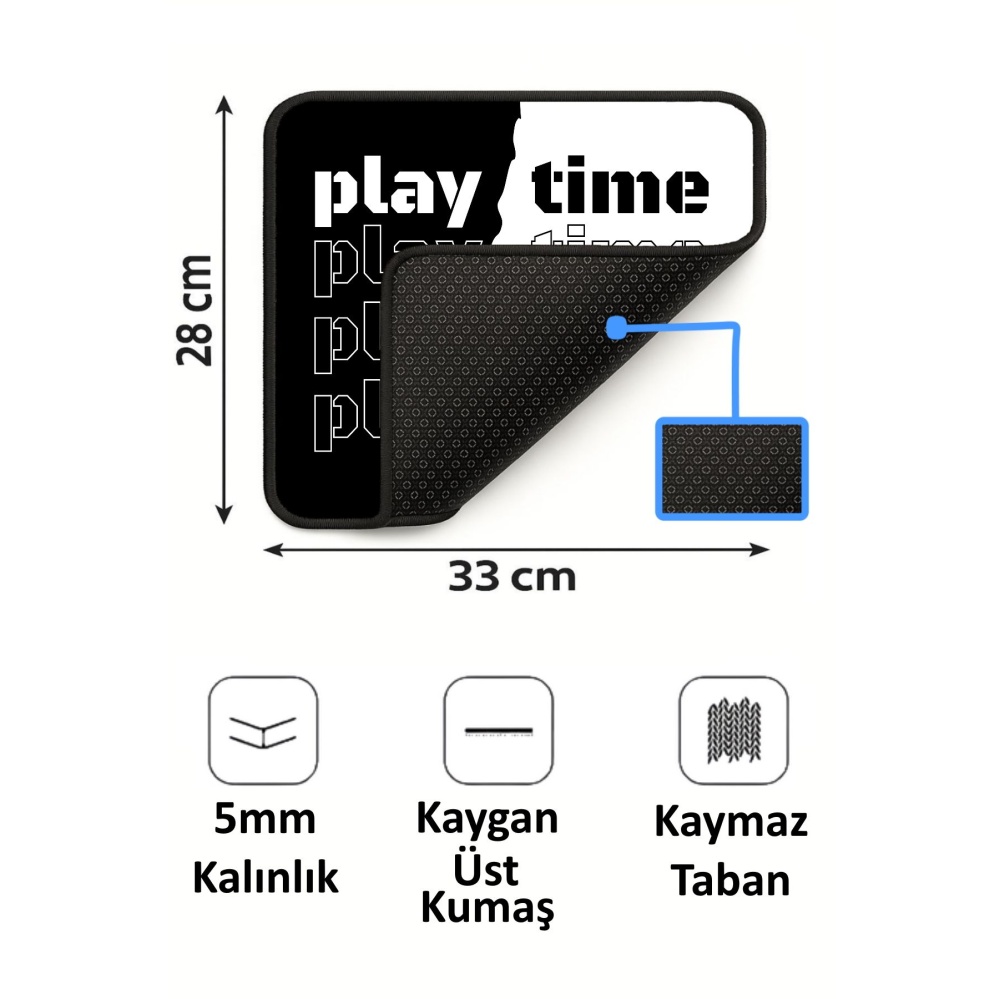 Play Time Tasarımlı 33x28 Cm Mousepad Kaymaz Taban Rahat Konforlu Mouse Pad