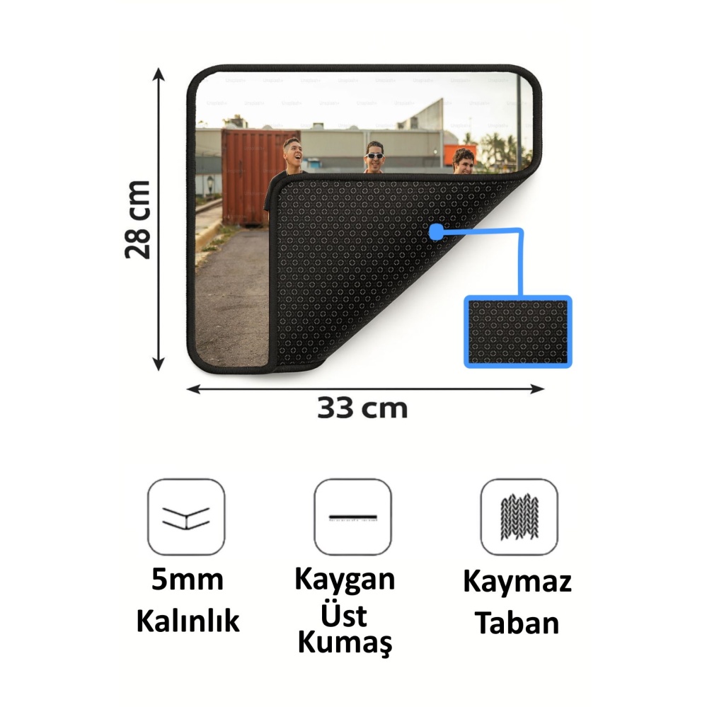 Kişiye Özel Karikatürlü Fotoğraf Baskılı 33x28 Cm Mousepad Kaymaz Taban Rahat Konforlu Mouse Pad