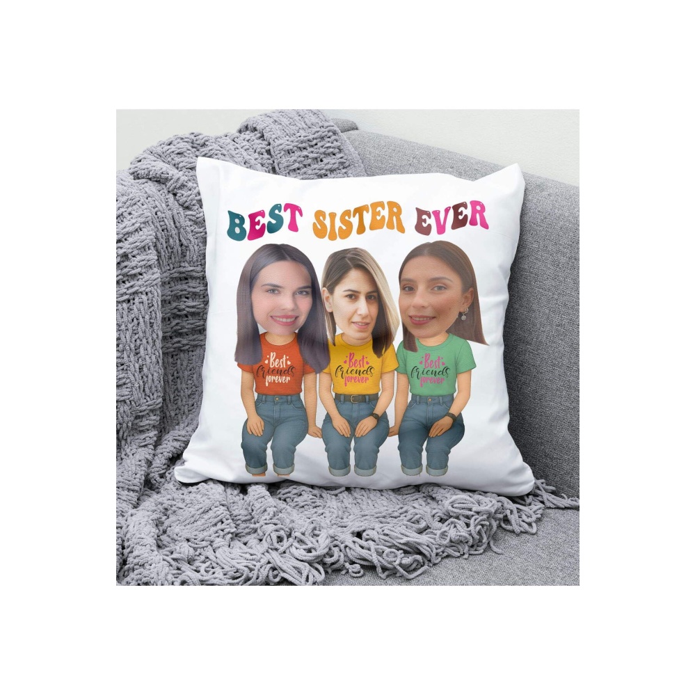 Kişiye Best Friend Sister Tasarımlı Yastık Arkadaşa Hediye