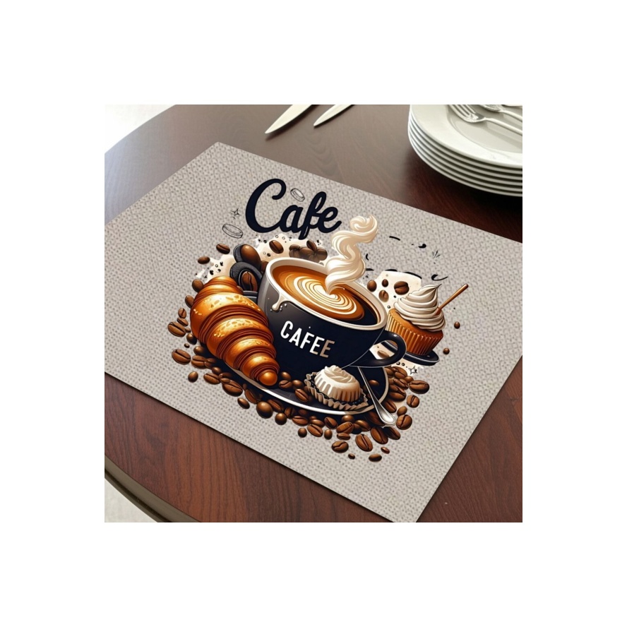 Cafe Love Tasarımlı Amerikan Servis, Tabak Altlığı & Şık Masa Dekoru, Ev Hediyesi, 2 Adet