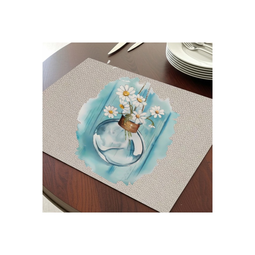 Papatyalar Tasarımlı Amerikan Servis, Tabak Altlığı & Şık Masa Dekoru, Ev Hediyesi, 2 Adet