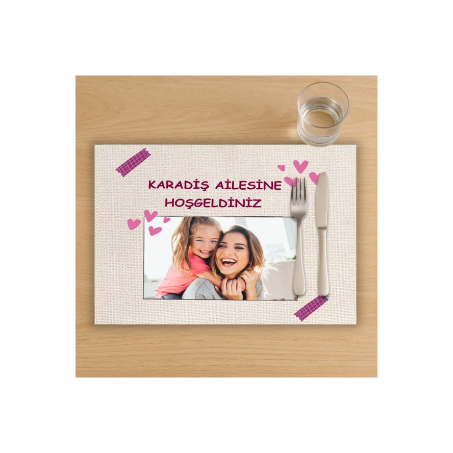 Kişiye Özel Fotoğraflı ve Yazılı Amerikan Servis, Tabak Altlığı & Ev Hediyesi, 2 Adet