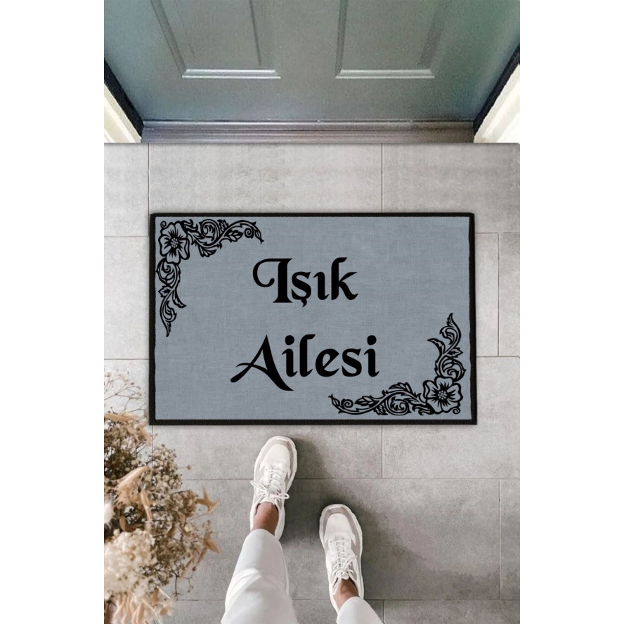 Soyisimli Şık Çerçeveli Kişiye Özel Tasarım Kapi Paspas 60x40cm Kapi Onu Paspasi