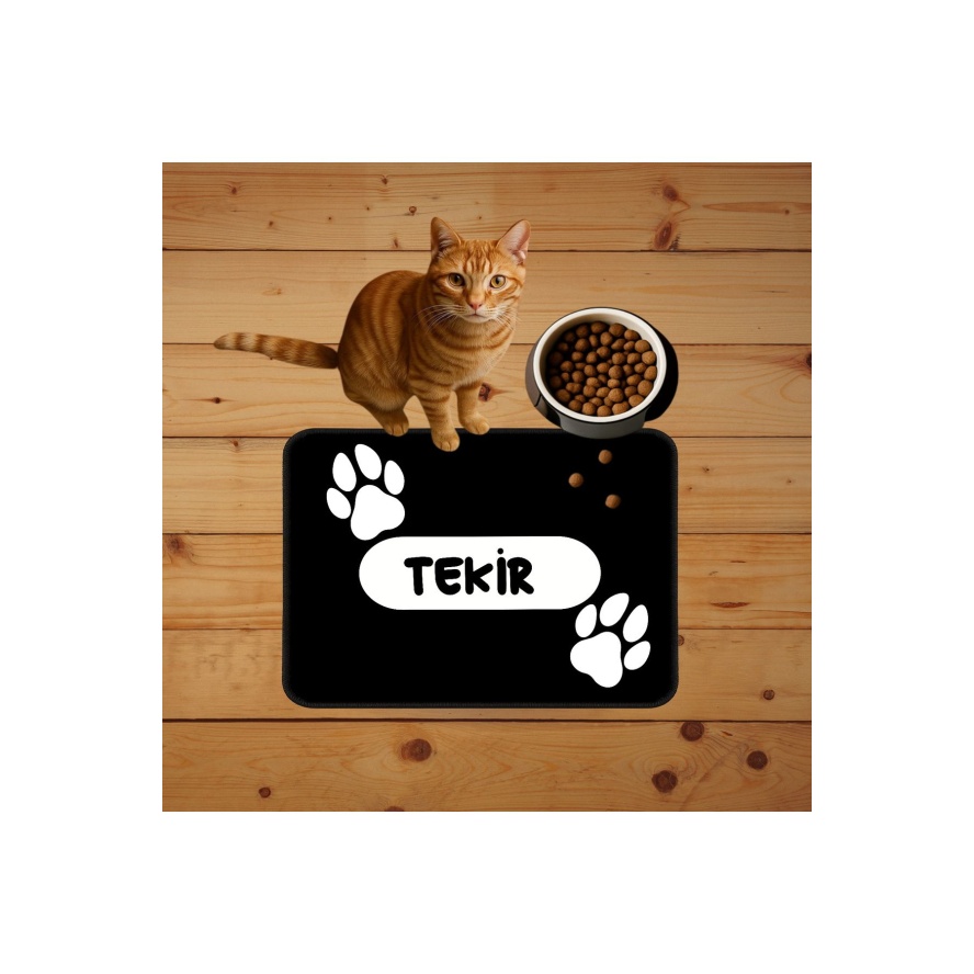 Evcil Hayvan İsimli Kedi Köpek Mama Paspası Ve Beslenme Altlığı Mama Önü Tuvalet Önü Paspas 40x60cm