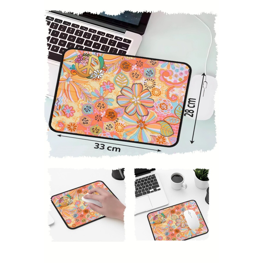 Peace Otantik Tasarımlı 33x28 Cm Mousepad Kaymaz Taban Rahat Konforlu Mouse Pad