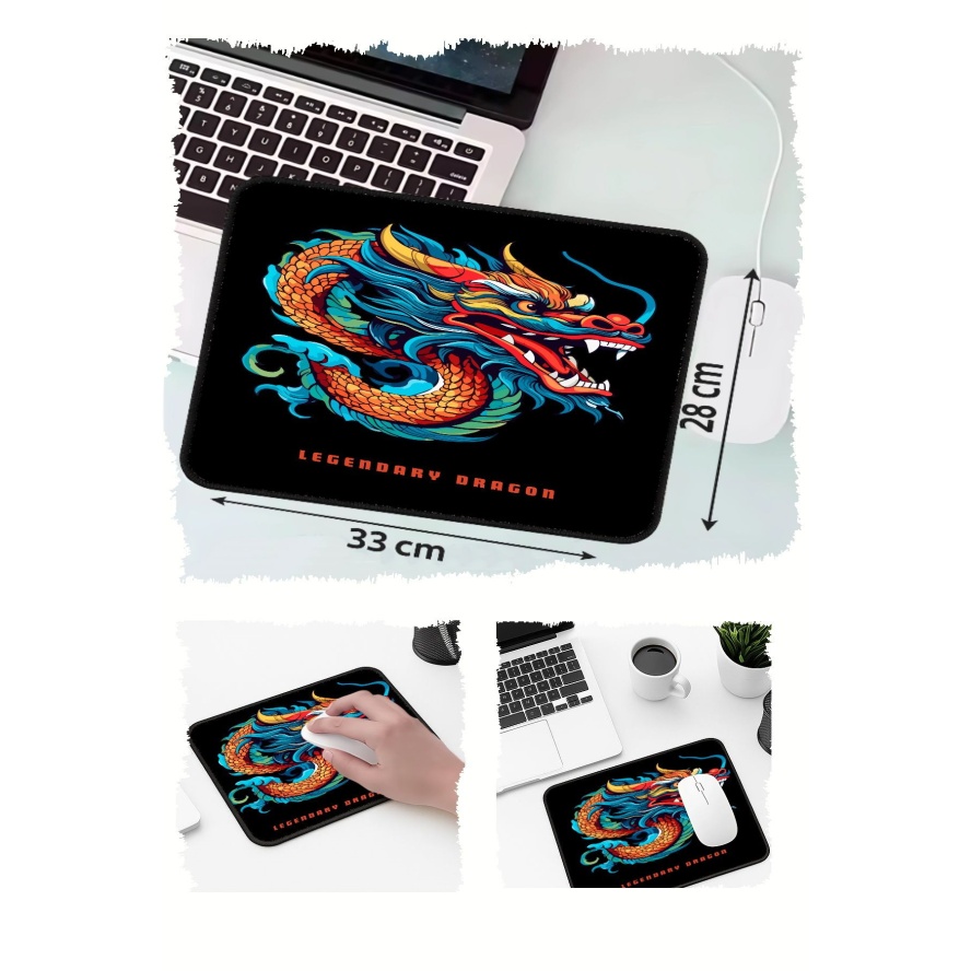 Legendary Dragon Tasarımlı 33x28 Cm Mousepad Kaymaz Taban Rahat Konforlu Mouse Pad