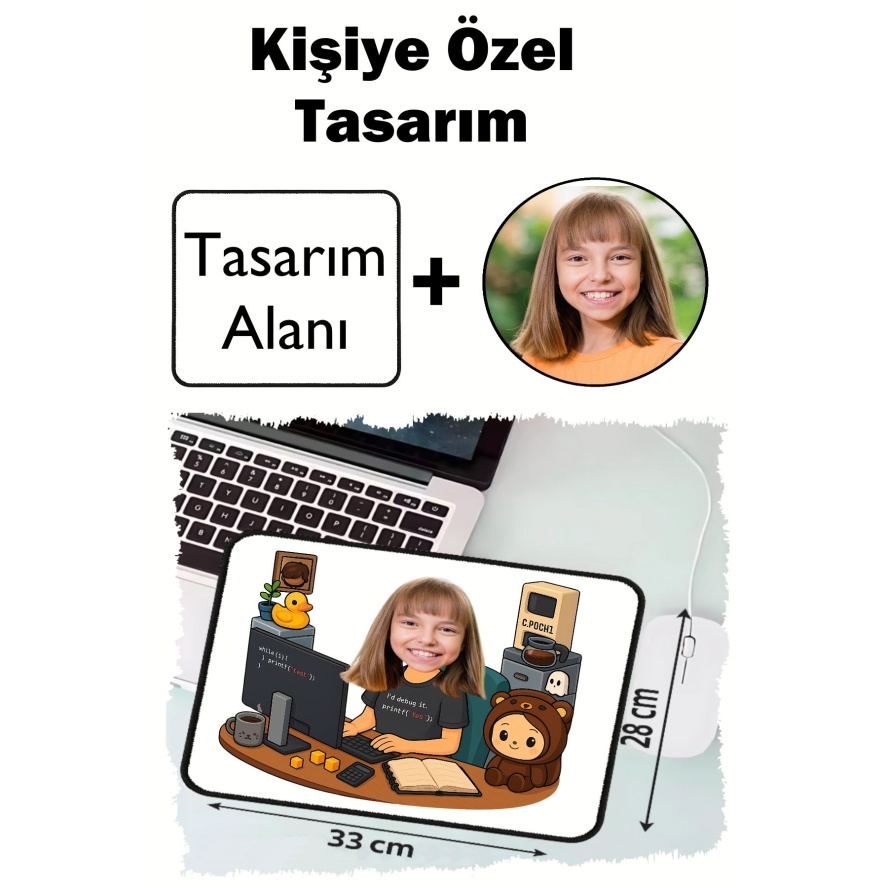 Kişiye Özel Karikatürlü Fotoğraflı 33x28 Cm Mousepad Kaymaz Taban Rahat Konforlu Mouse Pad2