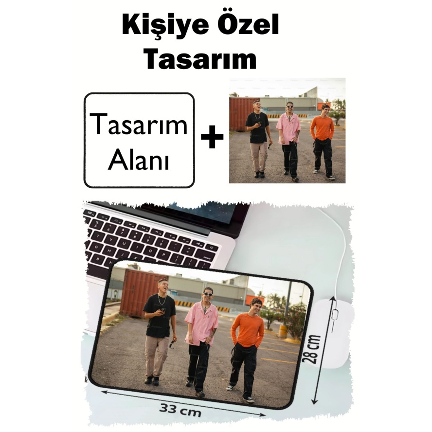 Kişiye Özel Karikatürlü Fotoğraf Baskılı 33x28 Cm Mousepad Kaymaz Taban Rahat Konforlu Mouse Pad