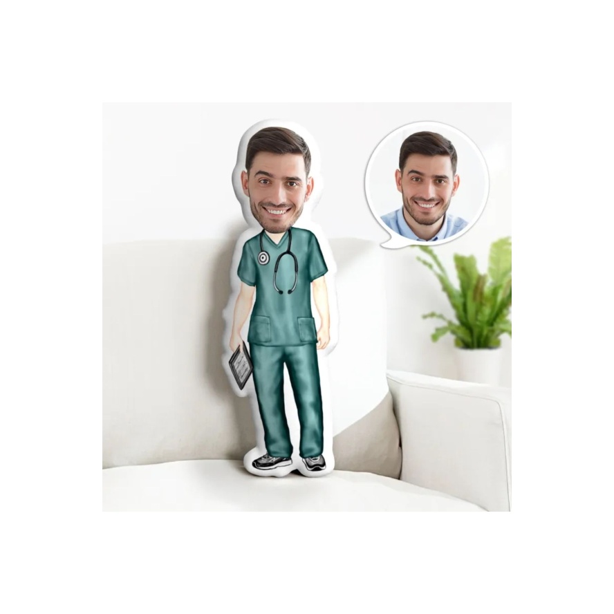 Kişiye Özel Sağlıkçı Doktor Tasarımlı Şekilli Yastık