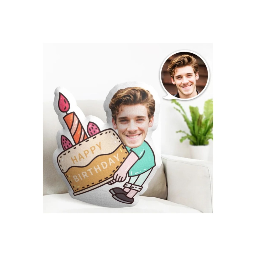 Kişiye Özel Doğum Günü Pastası İyi Ki Doğdun Tasarımlı Şekilli Yastık