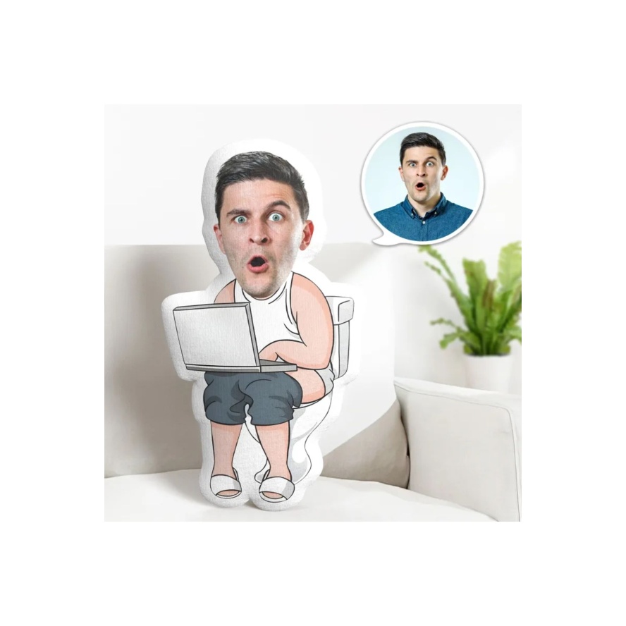 Kişiye Özel Klozetteki Zaman Tasarımlı Şekilli Yastık