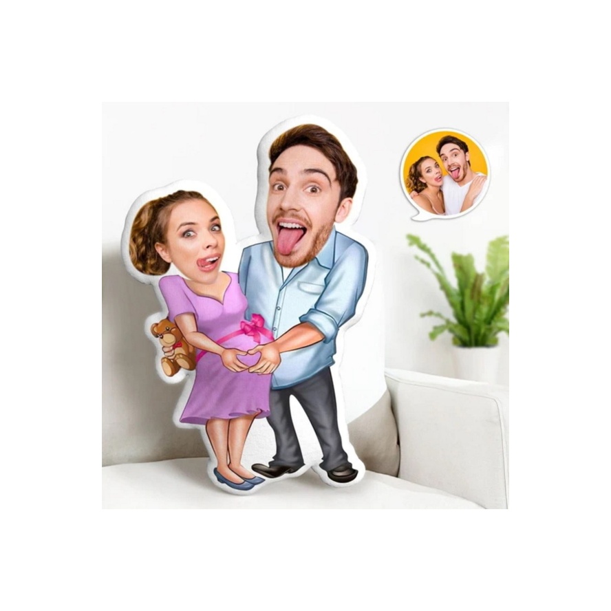 Bebek Bekleyen Çift Hamile Tasarımlı Şekilli Yastık