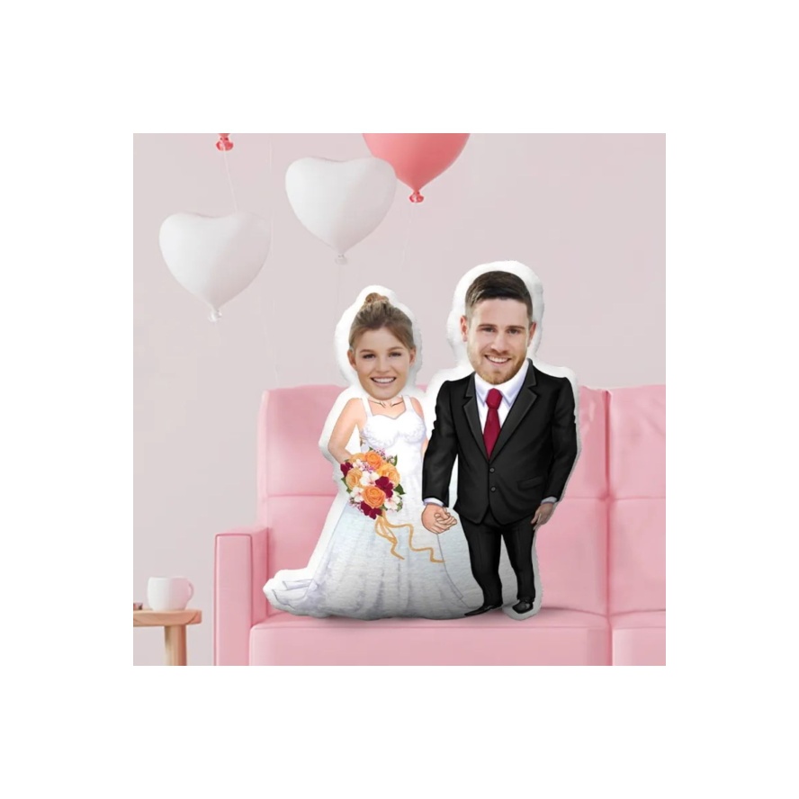 Gelin Damat Tasarımlı Şekilli Yastık