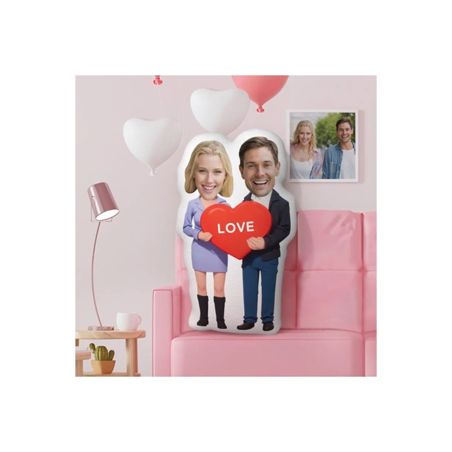 Çift Love Sevgili Tasarımlı Şekilli Yastık